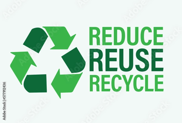 Fototapeta Reduce Reuse Recycle vector symbol set, flat icon