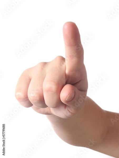 Fototapeta Hand pointing at the viewer, isolated on white background