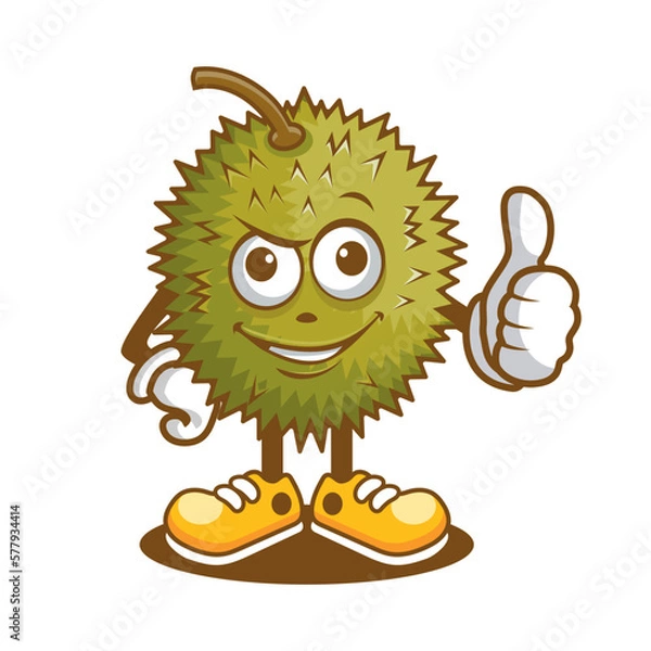 Fototapeta Cartoon character of durian with optimistic face