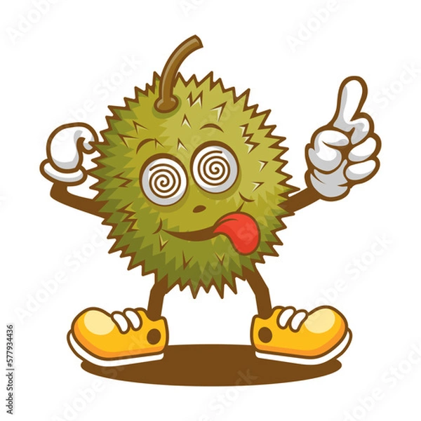 Fototapeta Cartoon character of durian with confused face