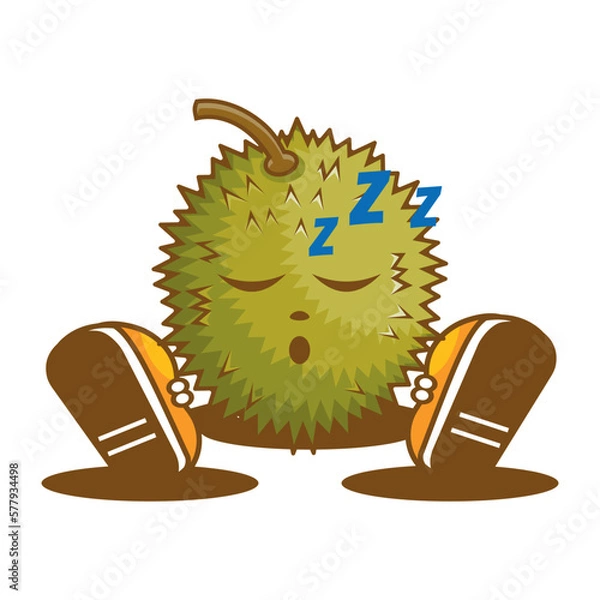 Fototapeta Cartoon character of durian sleeping