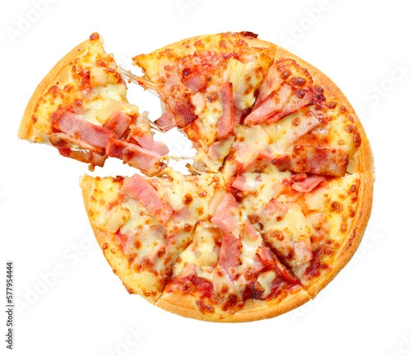 Fototapeta Isolated pizza on white, transparent background, png 