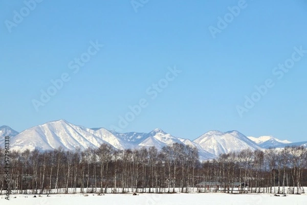 Obraz 山と雪景色