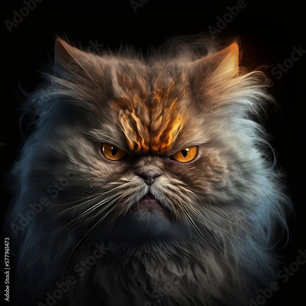 Fototapeta Angry gray persian cat portrait