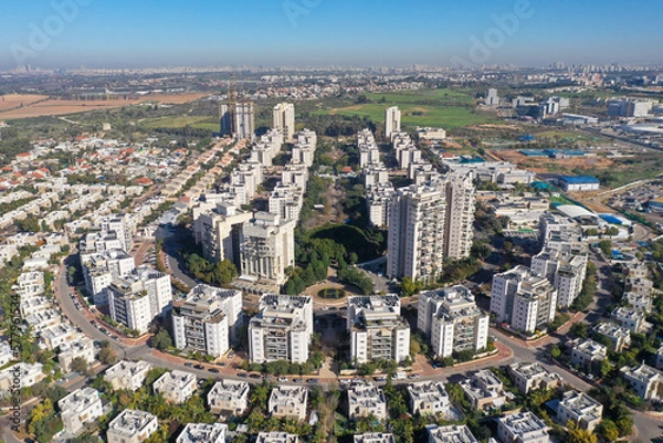 Obraz Aerial view of houses in the city of Rehovot in central Israel 

