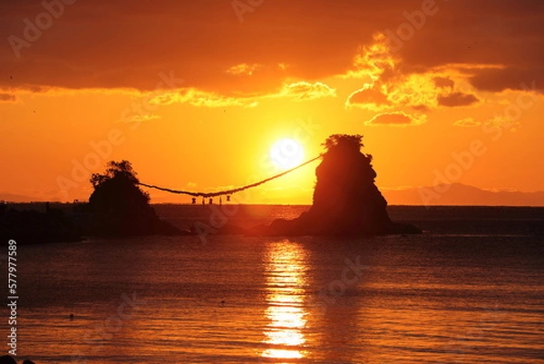 Obraz 夫婦岩と初日の出