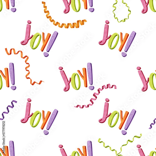Fototapeta Seamless pattern illustration of colorful letters and ribbons