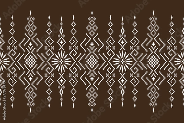 Obraz Nature vintages cross stitch traditional ethnic pattern paisley flower Ikat background abstract Aztec African Indonesian Indian seamless pattern for fabric print cloth dress carpet curtains and sarong