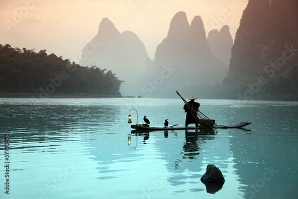 Obraz Chińczyk łowiący ptaki kormorany