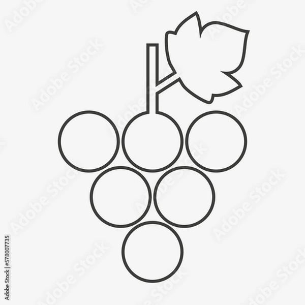 Obraz bunch of grapes with leaf - outline