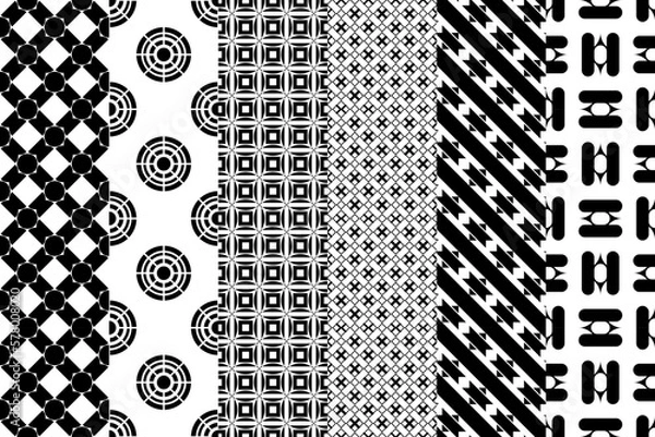 Fototapeta Black pattern white background, great design for any purposes. Seamless vector texture.