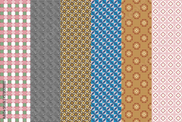 Fototapeta Seamless set of pattern. Ornamental wallpaper. Modern design, digital paper. Vector abstract artwork.