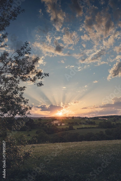 Fototapeta Coucher de soleil dans le sud de la France