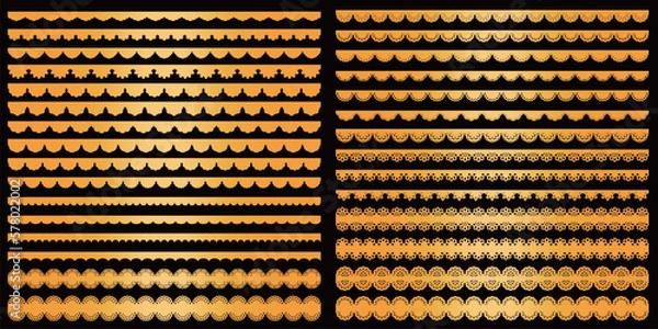Fototapeta 金色風のレースの装飾用の素材パーツセット