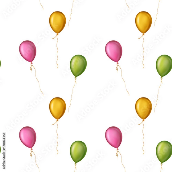 Fototapeta Seamless repeatable pattern illustration of colorful balloons