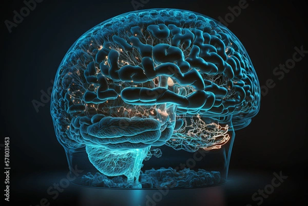 Obraz shining transparent brain, brain intelligence