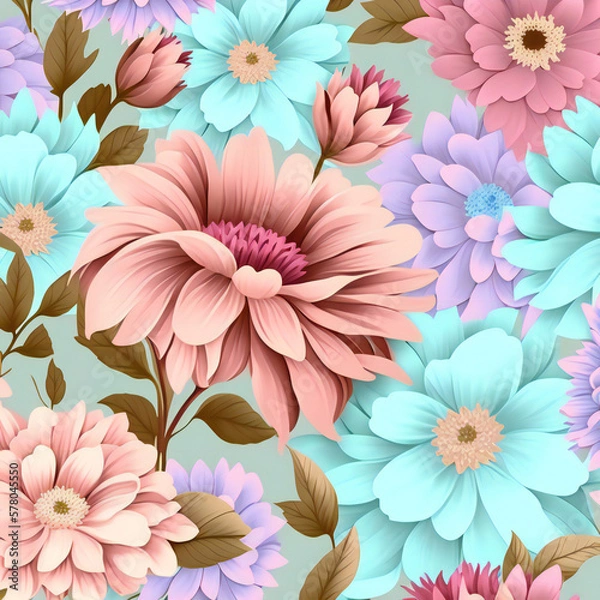 Fototapeta cute seamless pattern with flowers