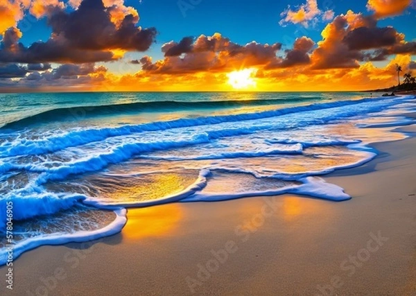 Fototapeta beautiful sea waves on the beach