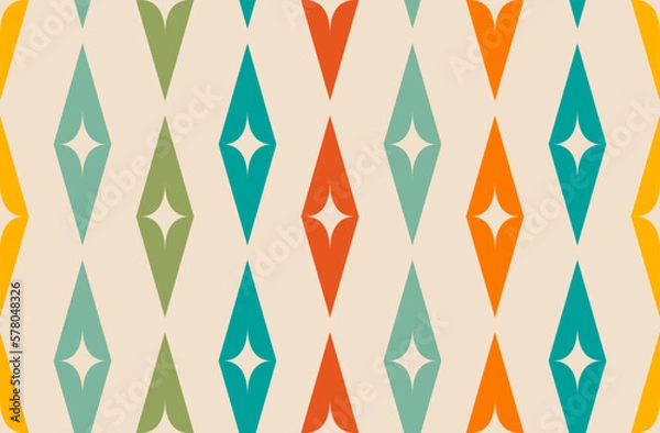 Obraz Mid-century modern atomic age background in teal and orange. Ideal for wallpaper and fabric design.