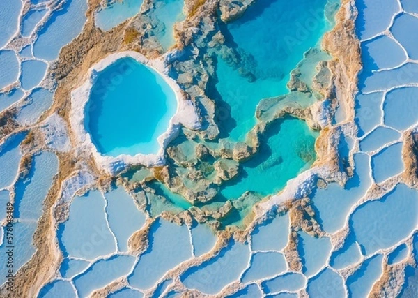 Fototapeta beautiful aerial view of the pamukkale turk from a cliff of the dead sea. the concept of 