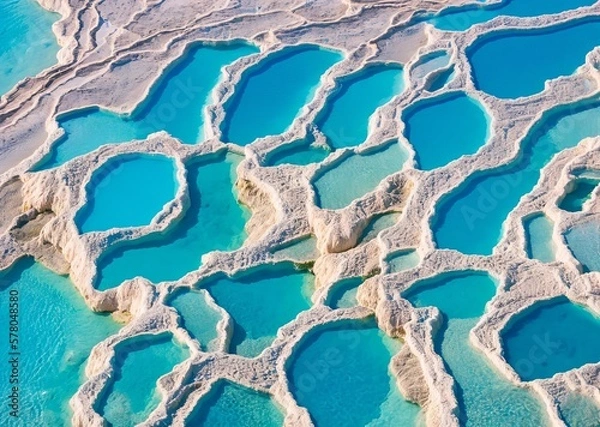 Fototapeta beautiful aerial view of the pamukkale turk from a cliff of the dead sea. the concept of 