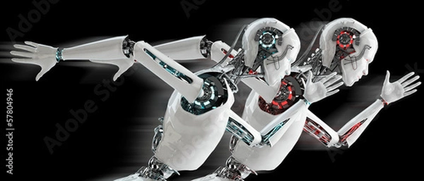 Fototapeta robot android men in competition concept