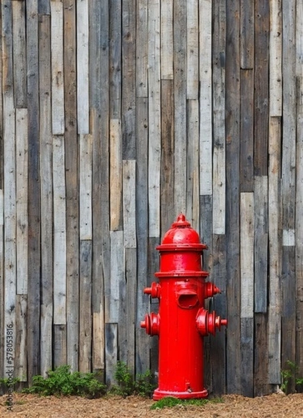 Fototapeta fire hydrant on the background of a wall with red and blue water