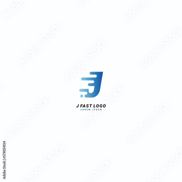 Fototapeta Initial letter J Fast speed logo design template