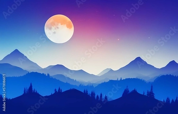 Fototapeta mountains and moon