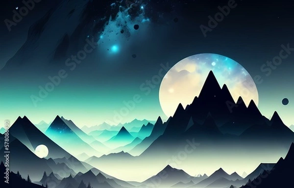 Obraz landscape with moon