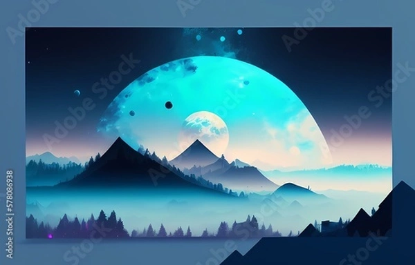 Obraz landscape with moon