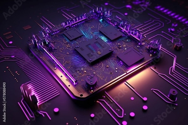 Obraz Close of of a CPU computing with Generative AI technology