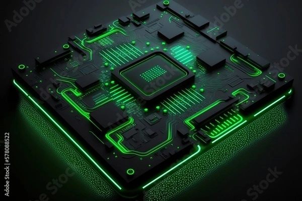 Obraz Close of of a CPU computing with Generative AI technology