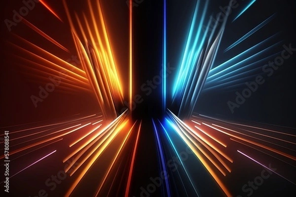 Obraz Neon lights background with Generative AI technology