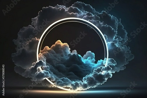 Obraz Cloud Neon Circle with Generative AI technology