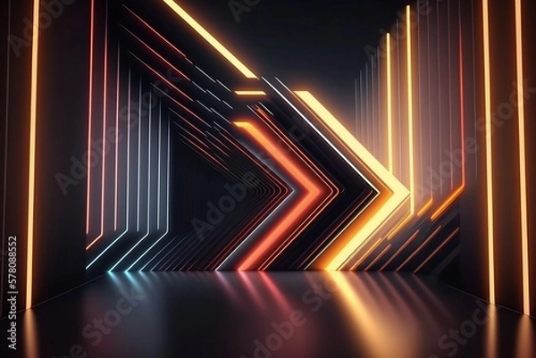 Obraz Neon lights background with Generative AI technology