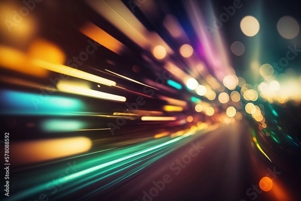 Obraz Neon lights background with Generative AI technology