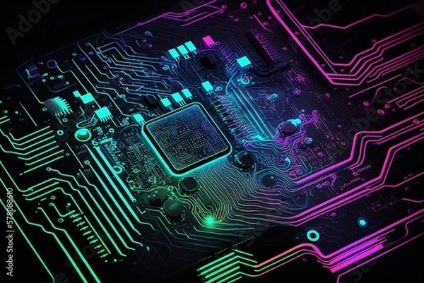 Obraz Close of of a CPU computing with Generative AI technology