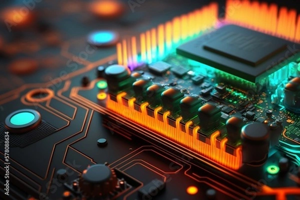 Obraz Close of of a CPU computing with Generative AI technology