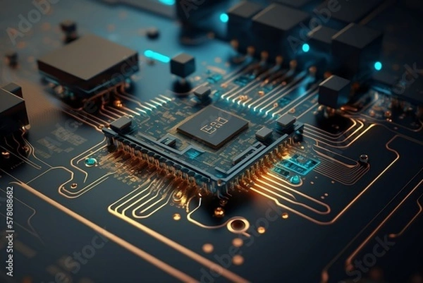 Obraz Close of of a CPU computing with Generative AI technology