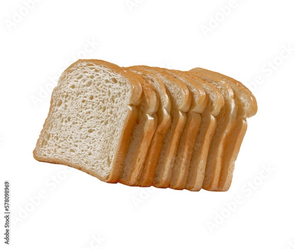 Fototapeta slice baked toast bread isolated on transparent layered background.