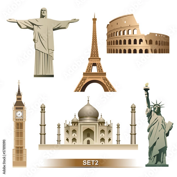 Obraz World Landmark icon set