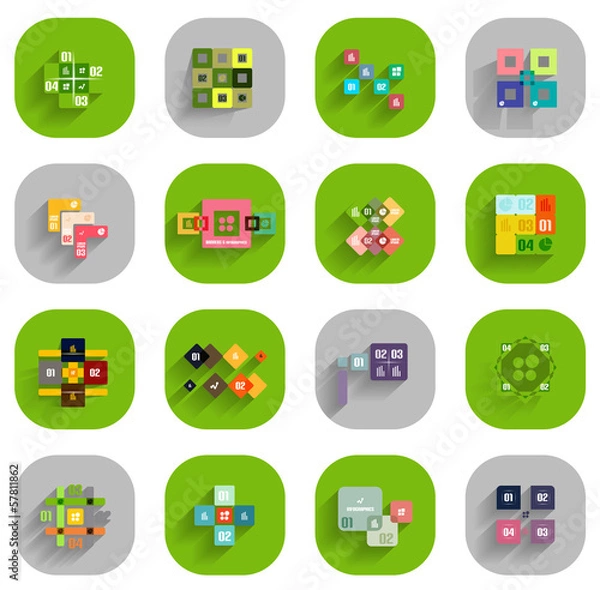 Fototapeta Infographic inside colorful circles. Flat icon set