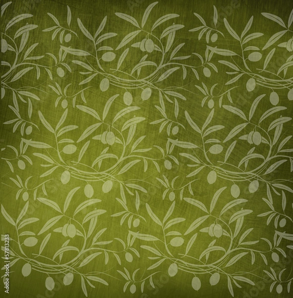 Obraz Pattern olive branch on vintage paper.