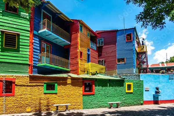 Fototapeta Colorful buildings in Caminito street in La Boca at Buenos Aires, Argentina.
