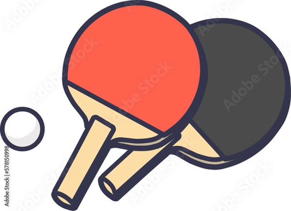 Obraz 卓球　ラケットとピンポン玉