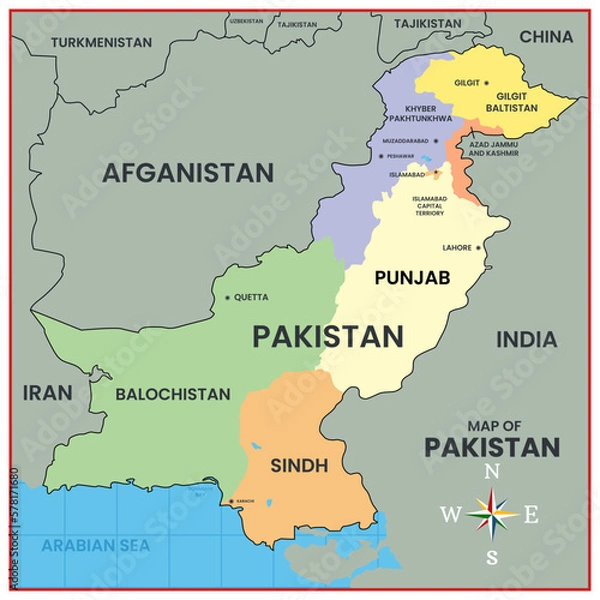Obraz Map of Pakistan
