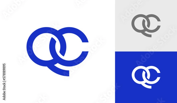 Fototapeta Letter QC or initial QC monogram logo design vector