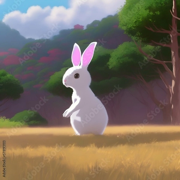 Obraz Easter bunny in the meadow. 
Created with generative AI 