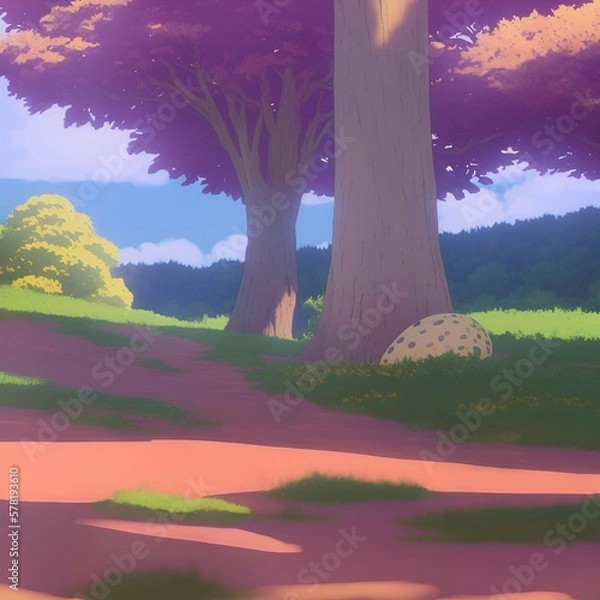 Fototapeta Landscape with trees. 
Created with generative AI 